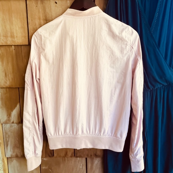 Zara Basic Womens Light Solid Pink Long Sleeve Wind Breaker Jacket Bomper  XS - Picture 12 of 12